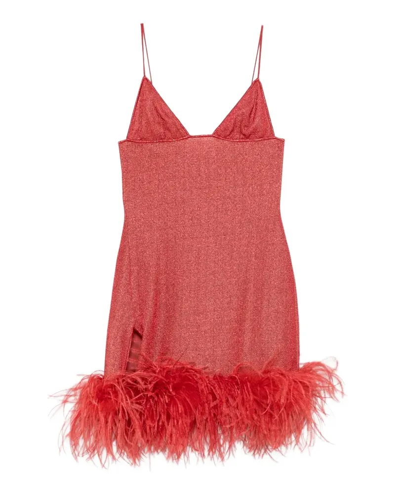 Oséree Lumière Plumage feather-trim mini dress - Rot Rot