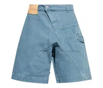 Workwear Jeans-Shorts mit Anker-Patch - Blau