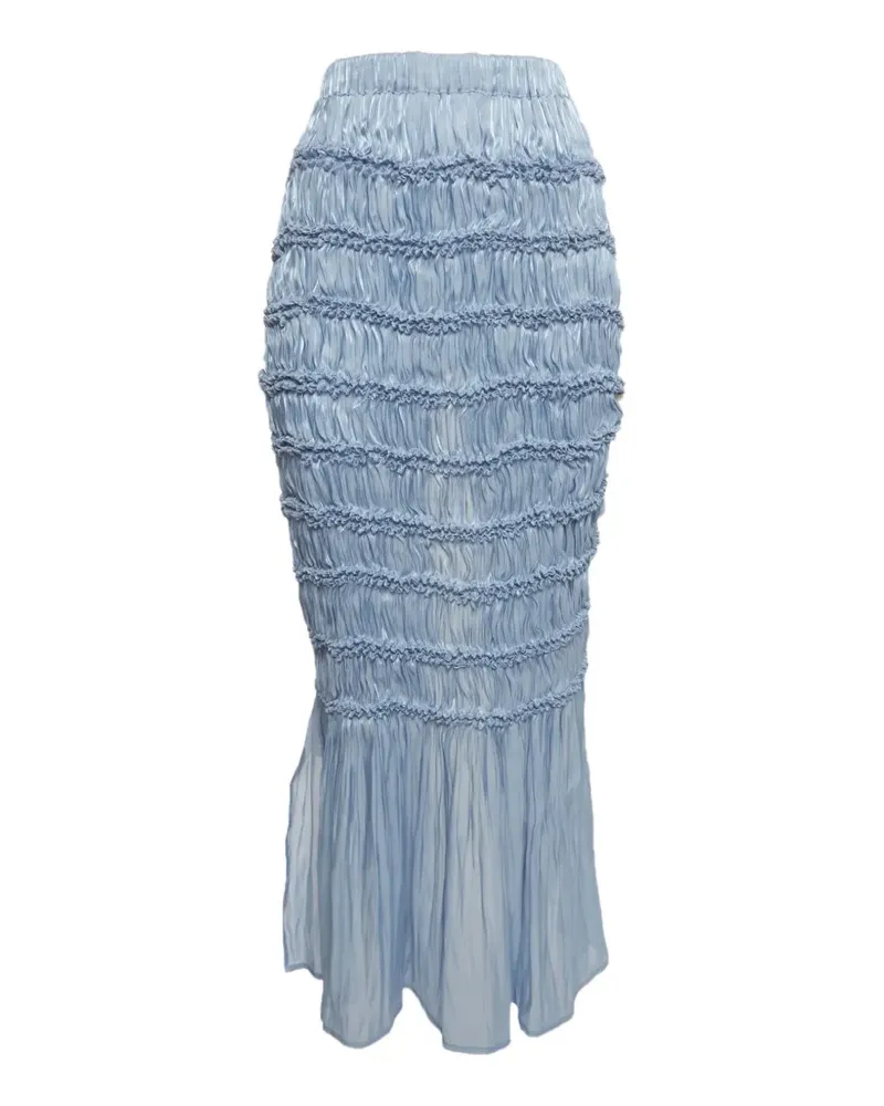 FourTwoFour on Fairfax Shirred Shibori-dyed midi skirt - Blau Blau