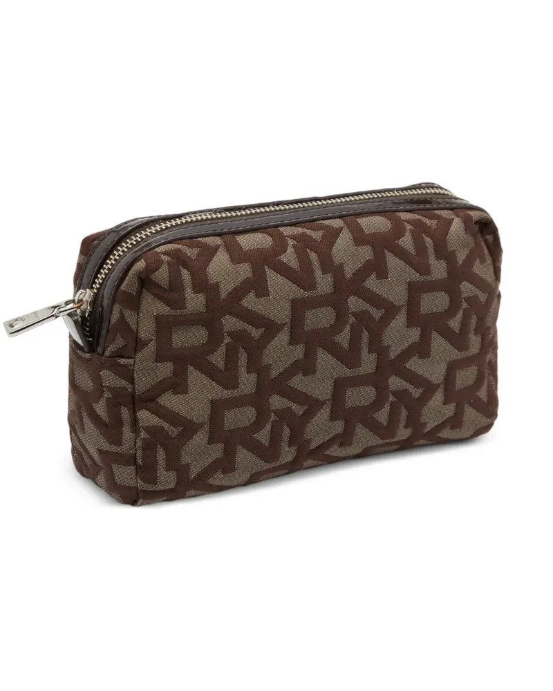 DKNY logo-print canvas clutch bag - Braun Braun