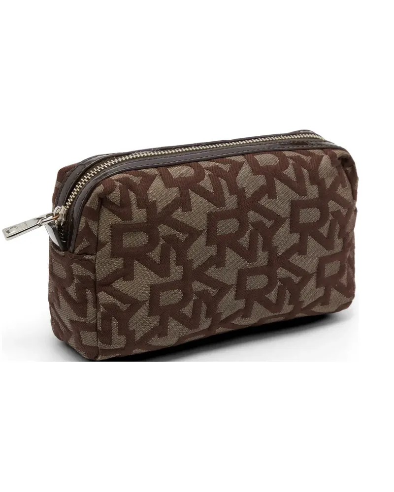 DKNY logo-print canvas clutch bag - Braun Braun