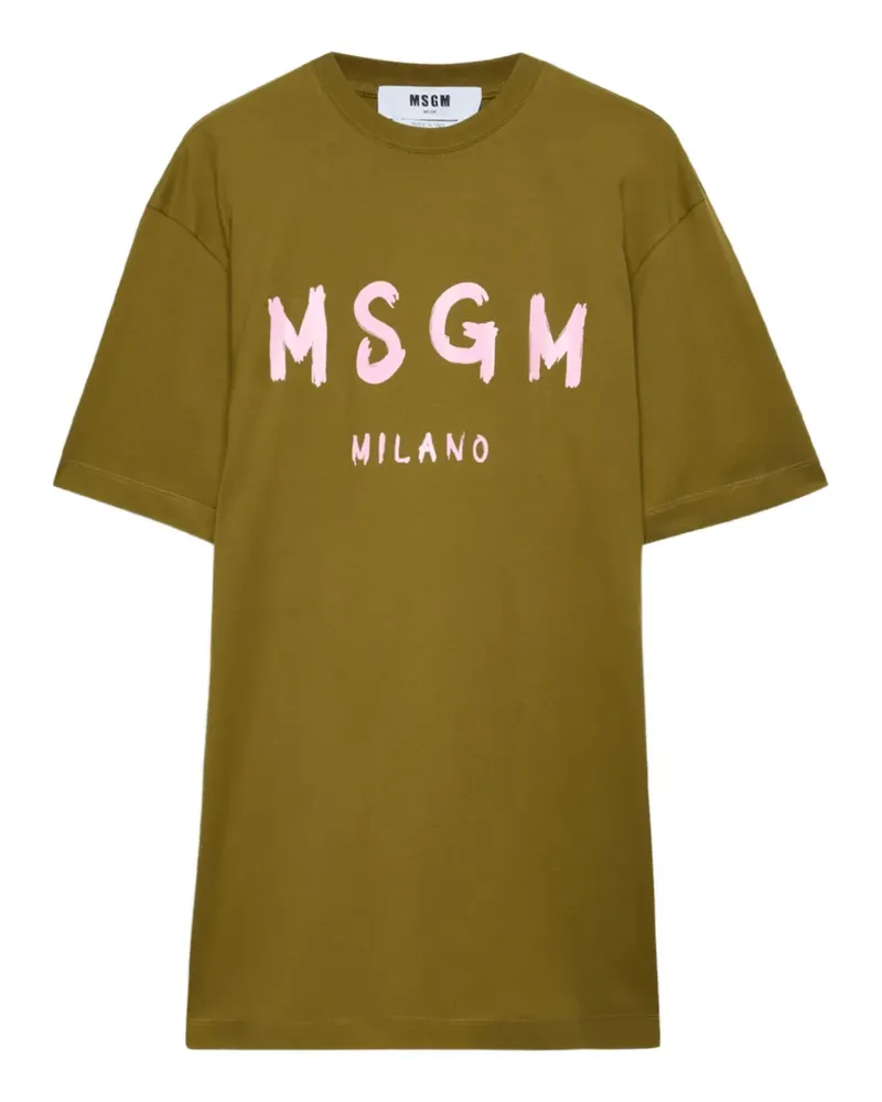 MSGM T-Shirtkleid mit Logo-Print - Grün Grün