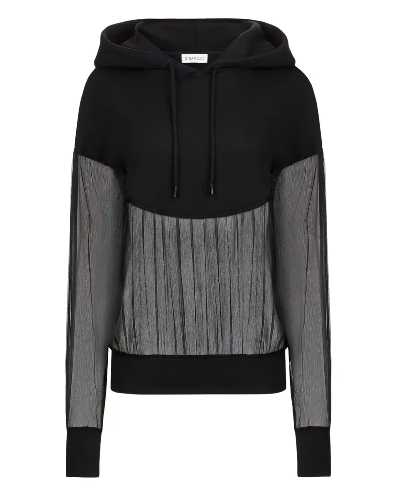 Nina Ricci Fleece-Hoodie mit Chiffoneinsätzen - Schwarz Schwarz