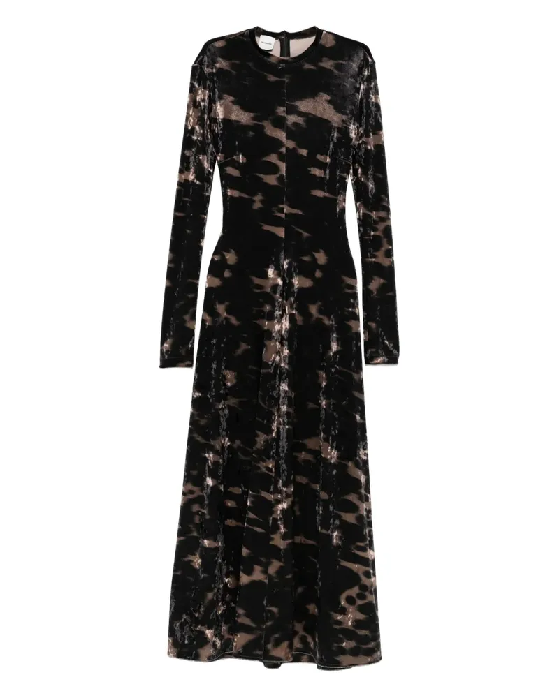 Nanushka Langärmeliges Kleid aus Samt mit Batikmuster - Braun Braun