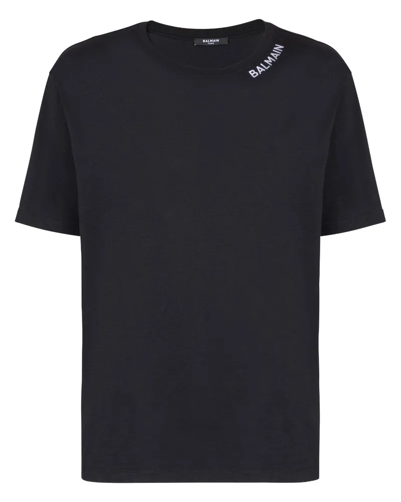 Balmain T-Shirt mit Logo-Stickerei - Schwarz Schwarz