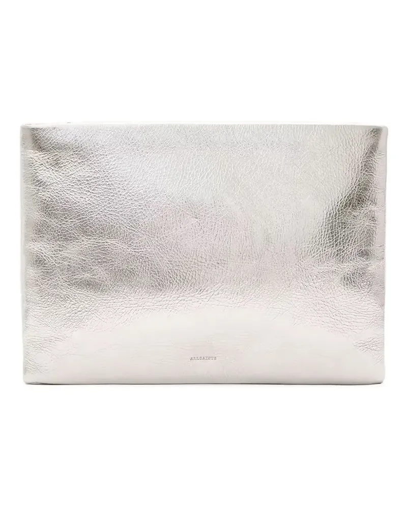 AllSaints Clutch in Metallic-Optik - Silber Silber