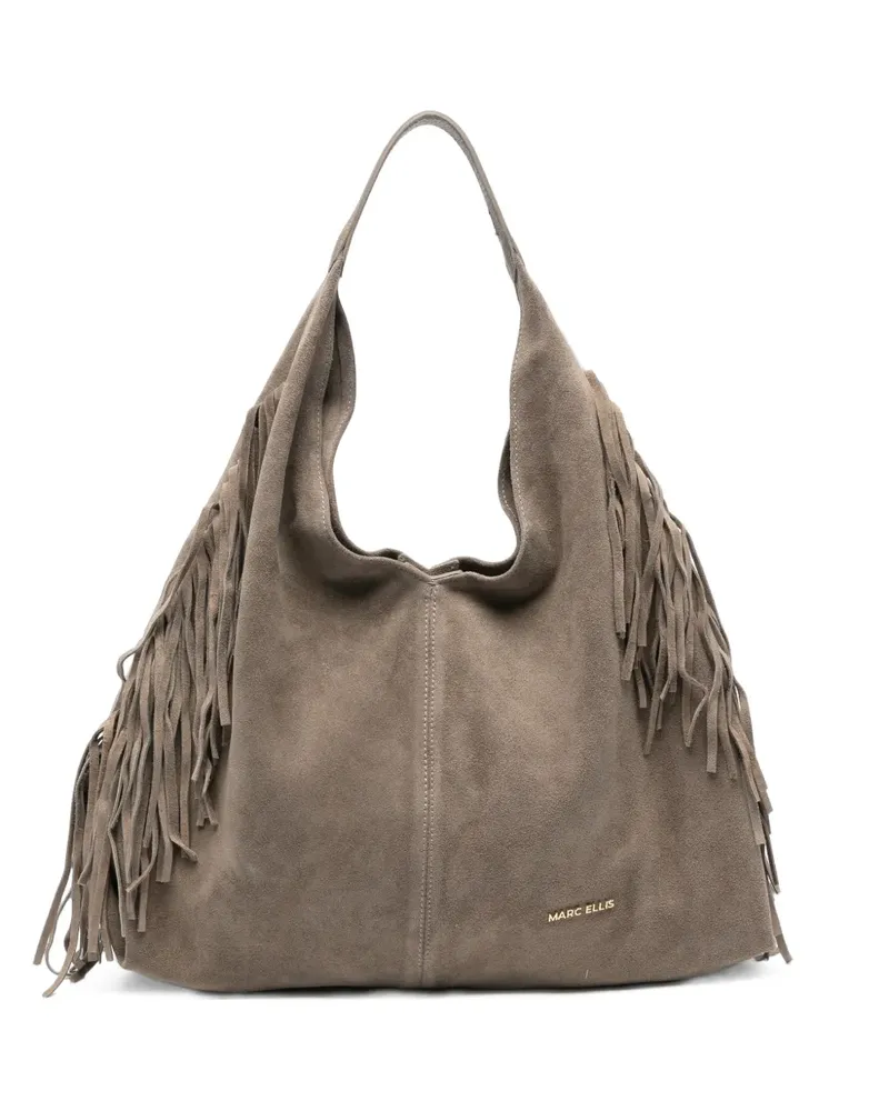 MARC ELLIS Altea Schultertasche aus Wildleder mit Fransen - Braun Braun
