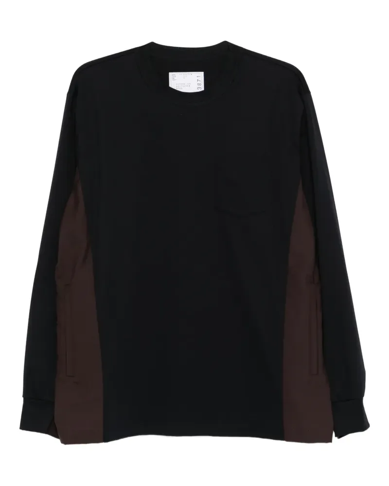 Sacai T-Shirt mit Brusttasche - Schwarz Schwarz