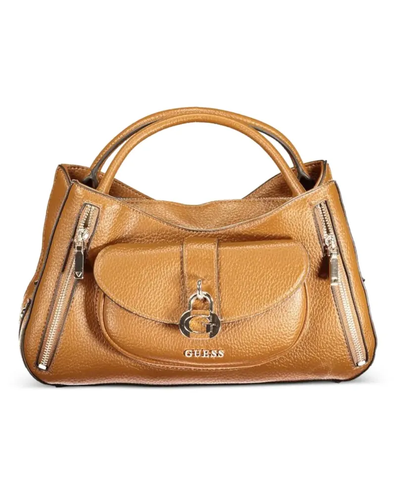 Guess pebbled-texture padlock-detail tote bag - Nude Nude