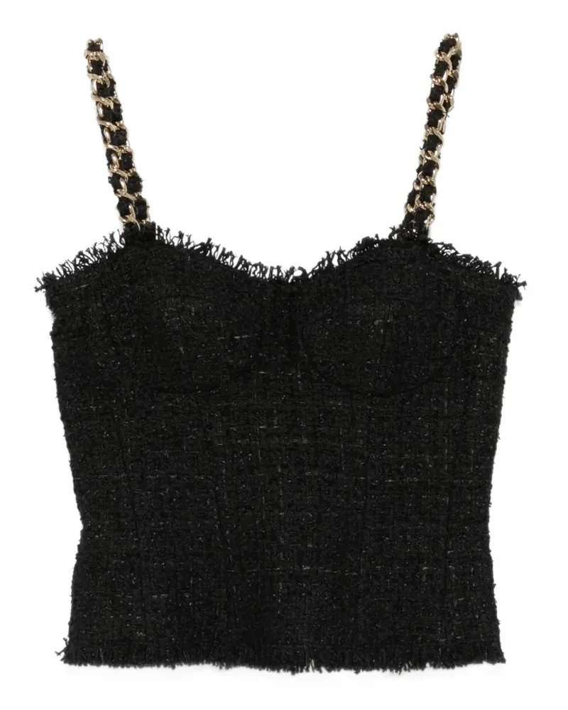Balmain chain-strap tweed top - Schwarz Schwarz