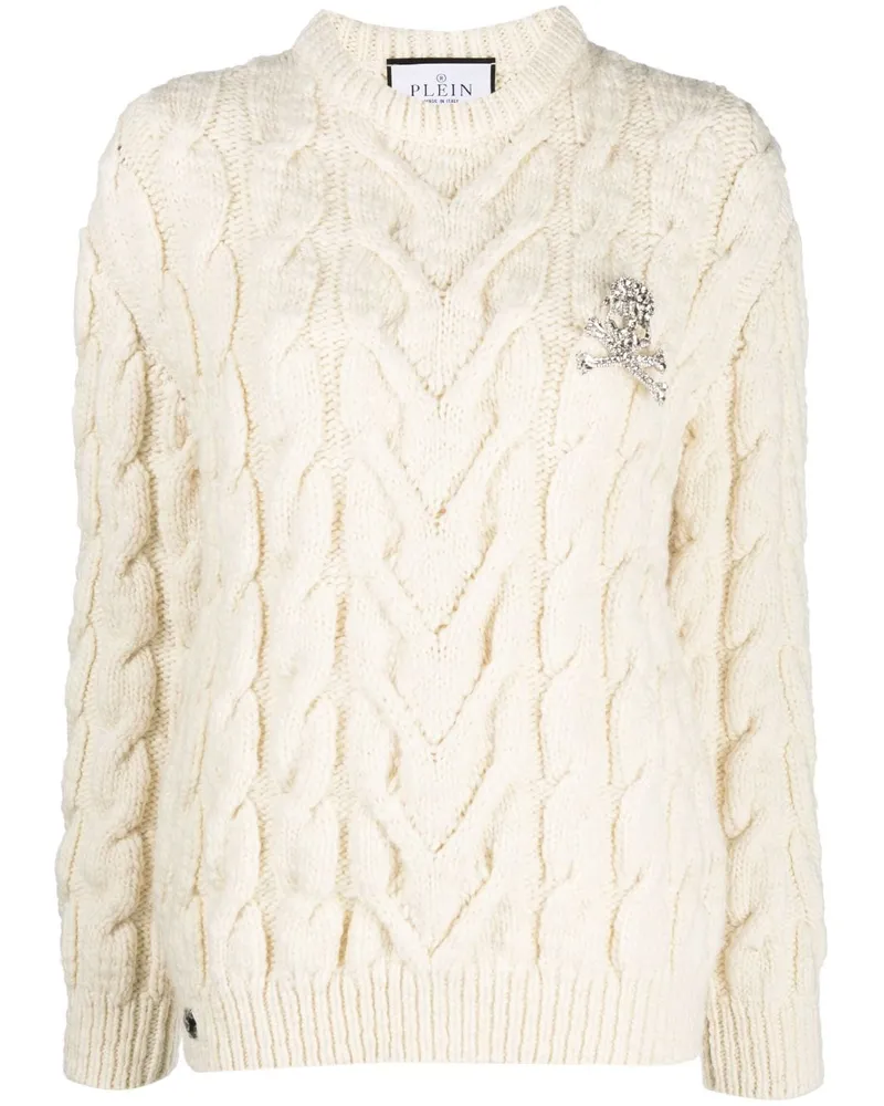 Philipp Plein Pullover mit Zopfmuster - Weiß Weiß