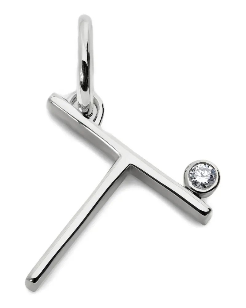 Monica Vinader Solitaire Anhänger mit Diamant - Silber Silber