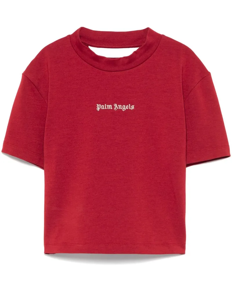 Palm Angels T-Shirt mit Logo-Stickerei - Rot Rot