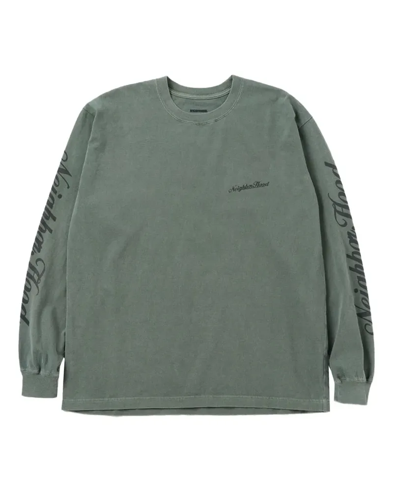 Neighborhood Langarmshirt mit Logo-Print - Grün Grün