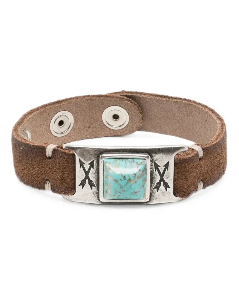 ERALDO turquoise-embellished suede bracelet - Silber Silber