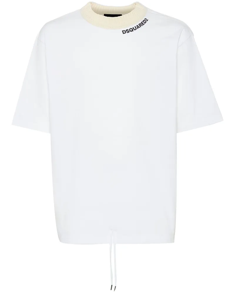 Dsquared2 T-Shirt mit Kordelzug-Saum Weiß