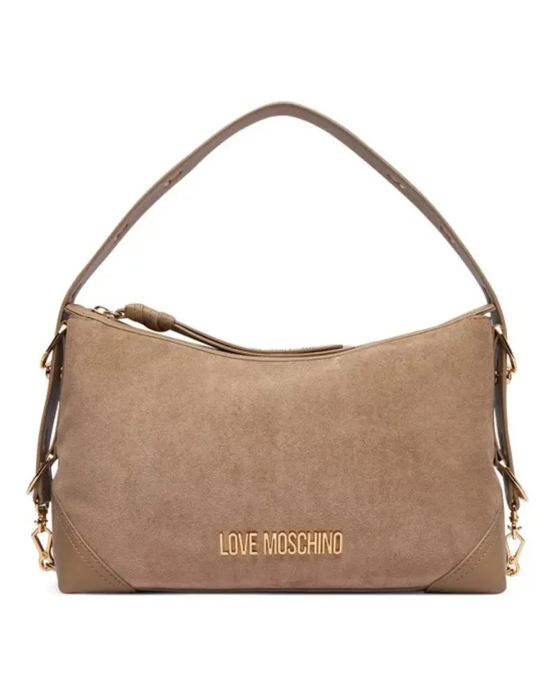 Moschino Schultertasche mit Logo-Schild - Nude Nude