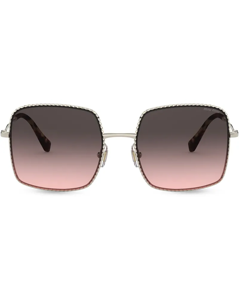 Miu Miu Sonnenbrille mit eckigem Gestell - Gold Gold