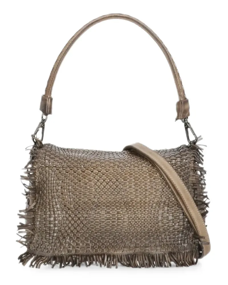 Reptile's House Anfora Schultertasche mit Fransen - Braun Braun