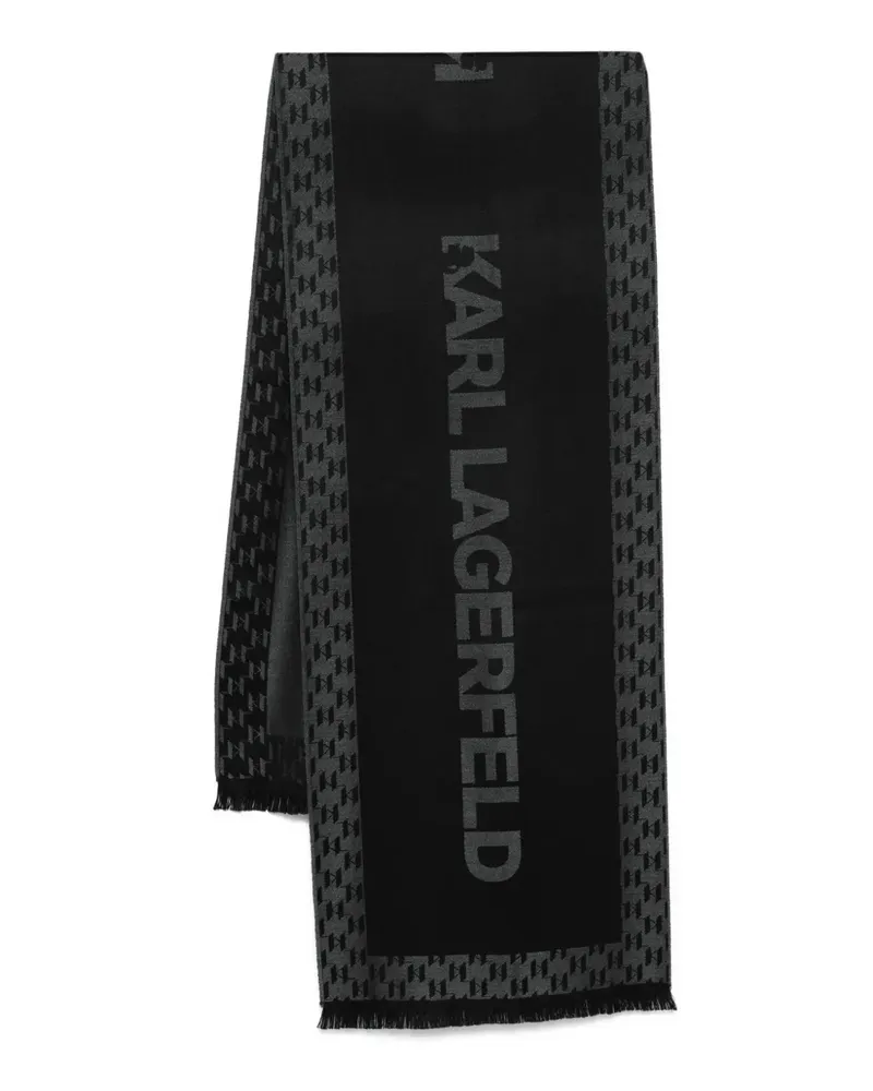 Karl Lagerfeld Schal mit Monogrammmuster - Schwarz Schwarz