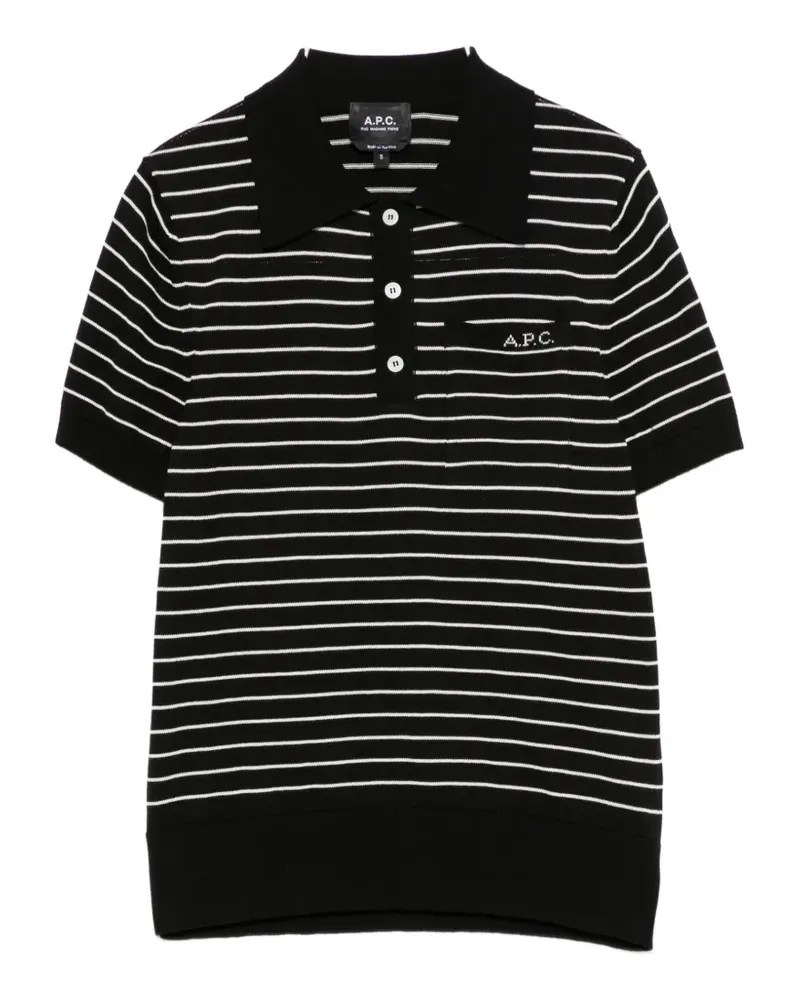 A.P.C. striped short-sleeve polo shirt - Schwarz Schwarz