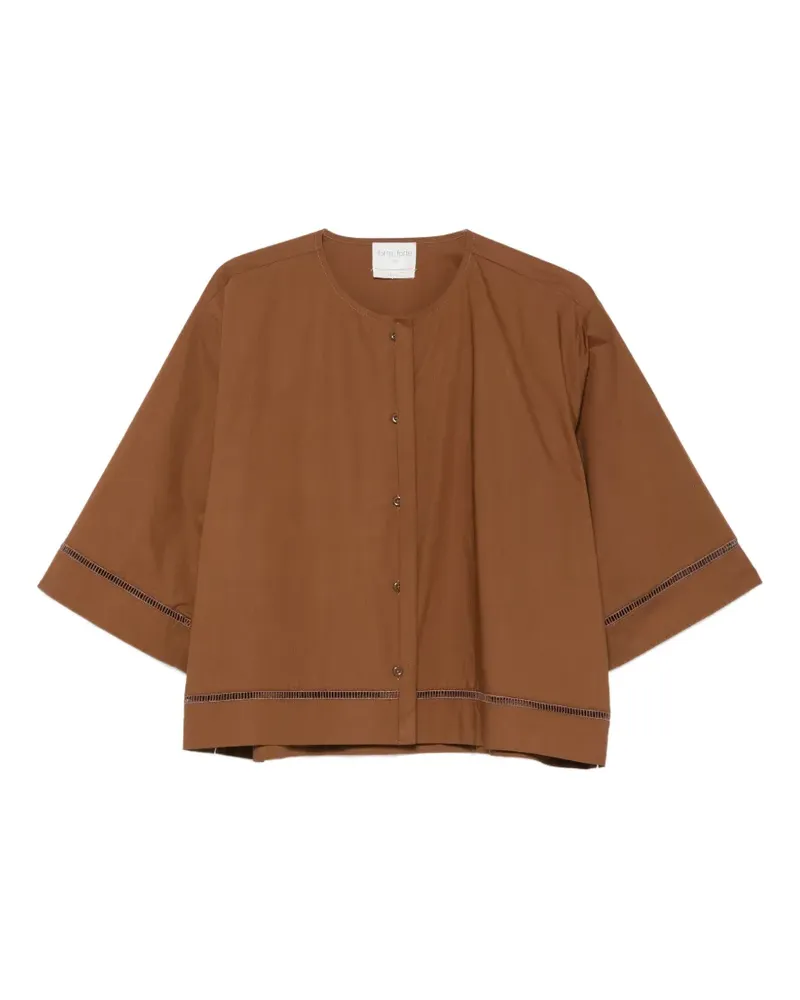 forte_forte faggoting-trim wide-sleeve shirt - Braun Braun