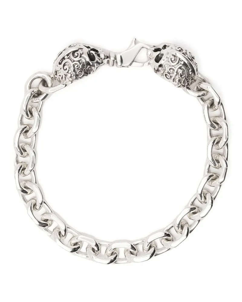 Emanuele Bicocchi Kettenarmband mit Arabesque-Totenkopf - Silber Silber