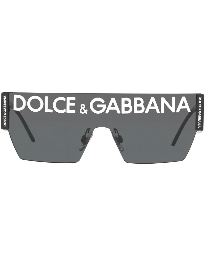Dolce & Gabbana Sonnenbrille mit breitem Gestell - Schwarz Schwarz