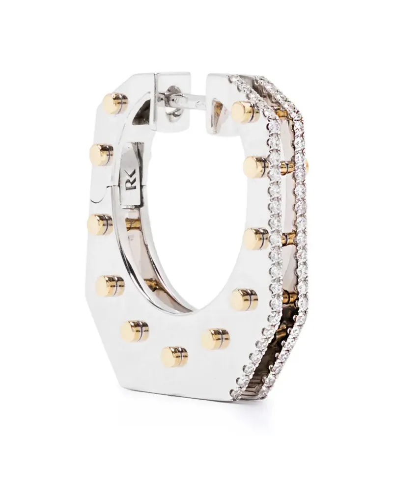 Rainbow K 14kt Nano Cyborg Weiß- und Gelbgoldcreolen mit Diamanten - Silber Silber