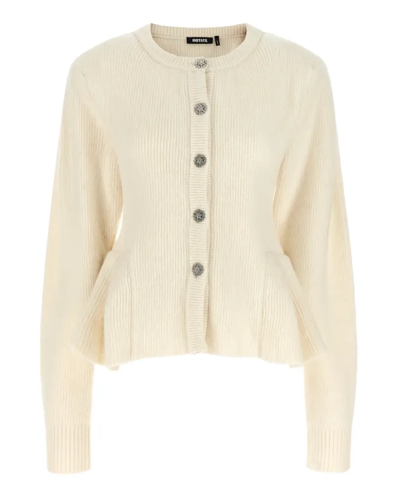 ROTATE Birger Christensen peplum jewel-button cardigan - Nude Nude