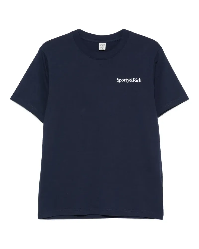 SPORTY & RICH Play Tennis logo-print slogan-print T-shirt - Blau Blau