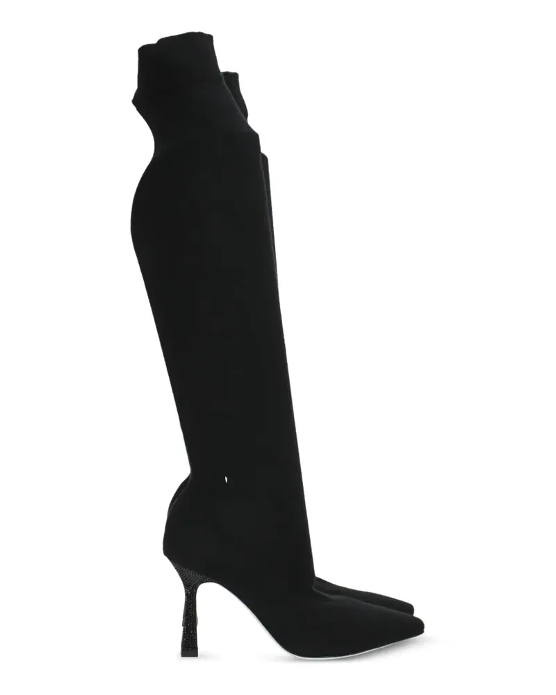 René Caovilla Pumps mit Kristallen 70mm - Schwarz Schwarz