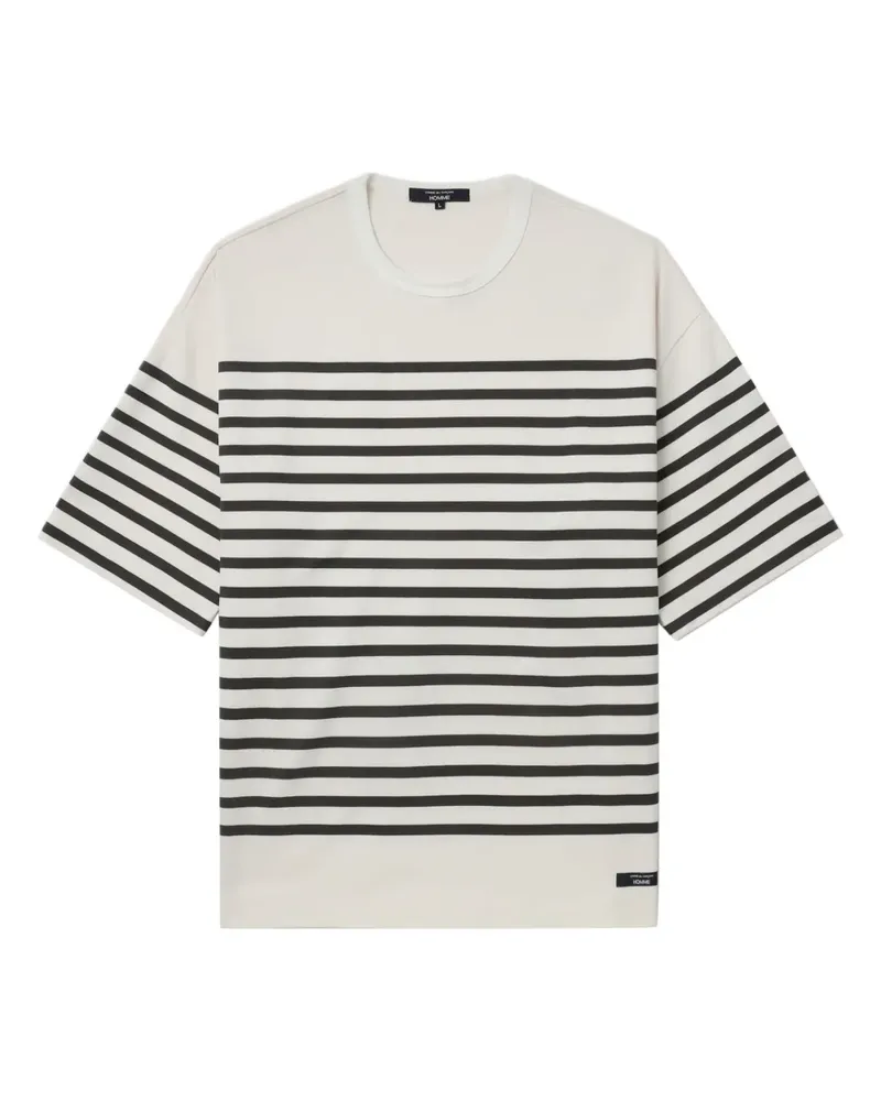 Comme des Garçons Gestreiftes T-Shirt - Weiß Weiß