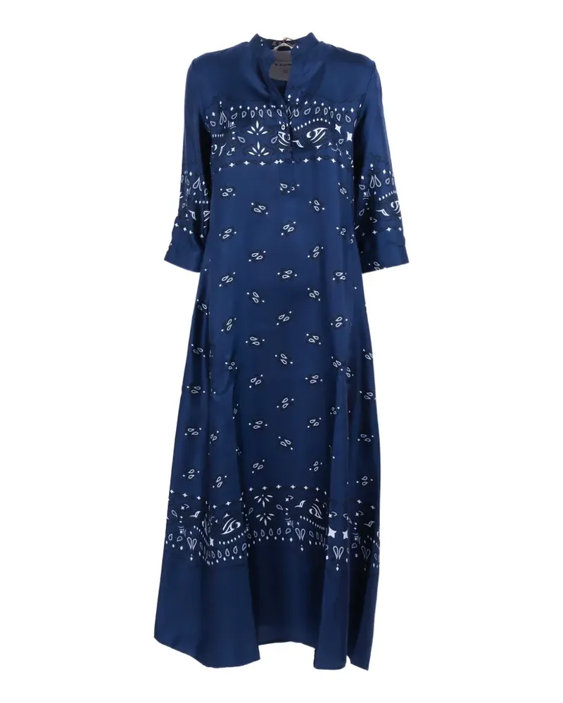 LE3 Sarte Pettegole bandana-print silk dress - Blau Blau