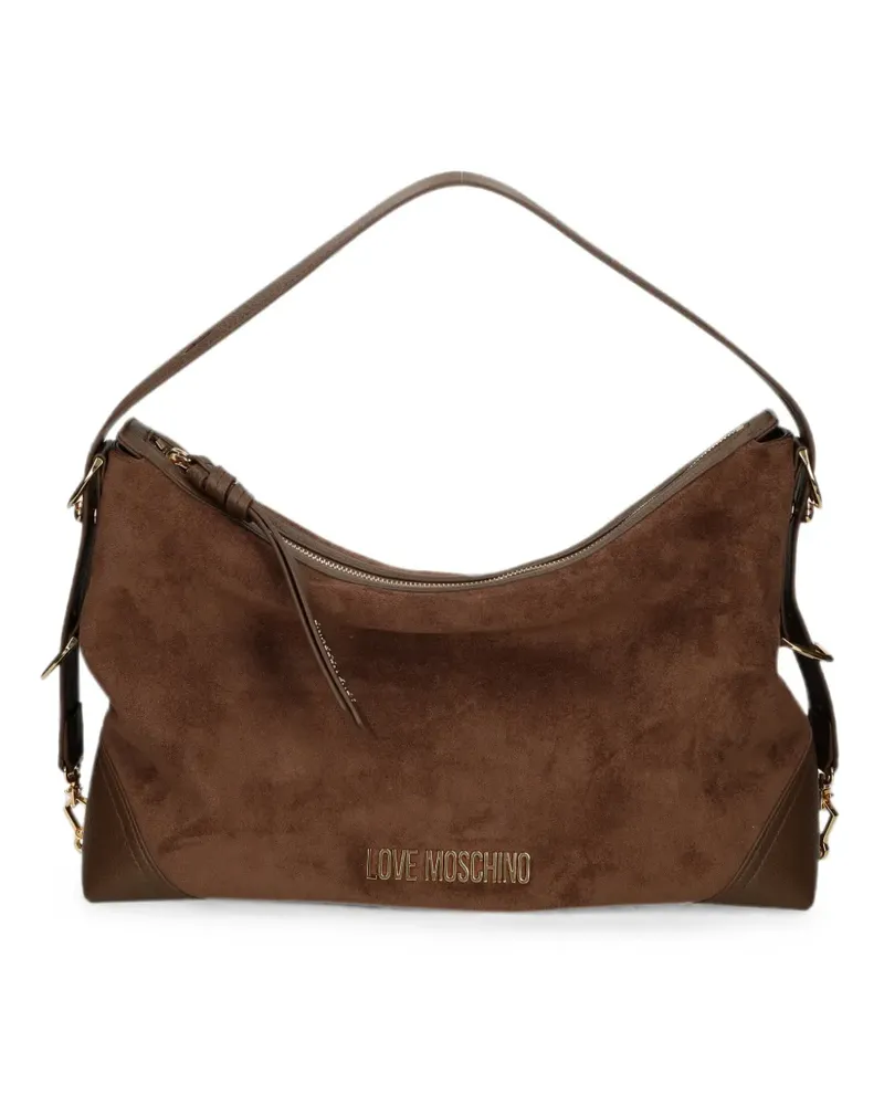 Moschino Schultertasche mit Logo-Applikation - Braun Braun
