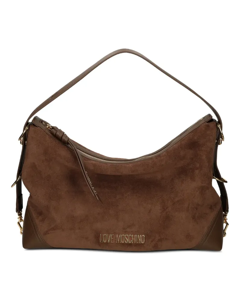 Moschino Schultertasche mit Logo-Applikation - Braun Braun