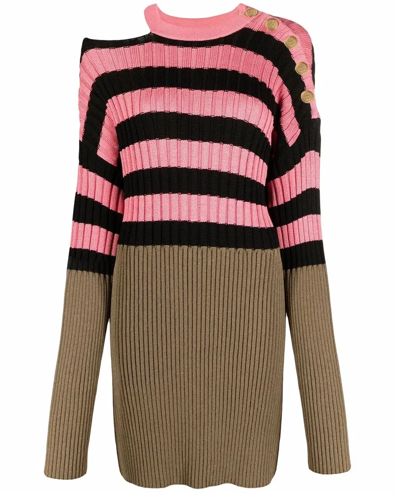 Balmain Kleid in Colour-Block-Optik - Rosa Rosa