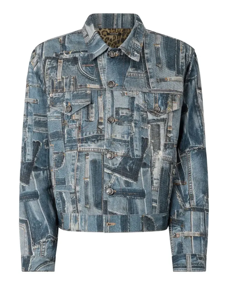 Roberto Cavalli Jeansjacke im Patchwork-Look - Blau Blau