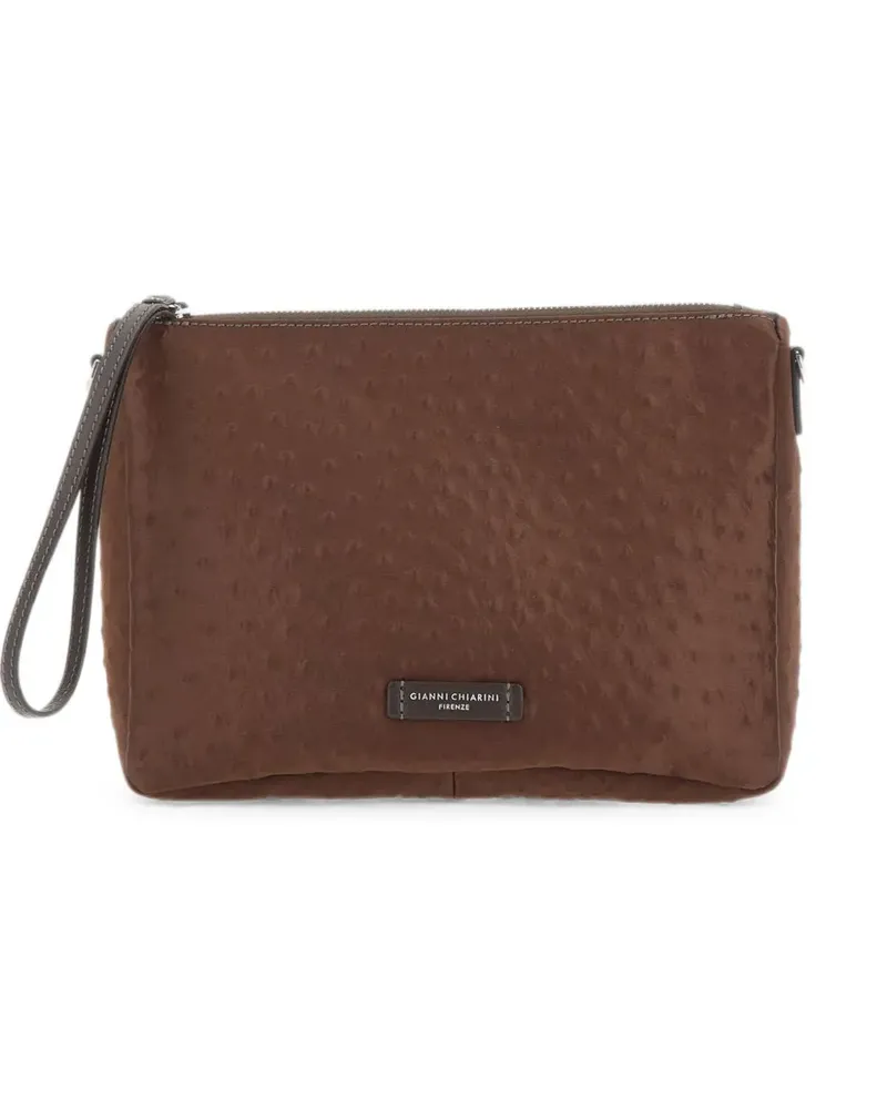Gianni Chiarini Nora Pouch ostrich-effect clutch bag - Braun Braun