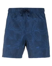 Canali Badeshorts mit Feder-Print Blau