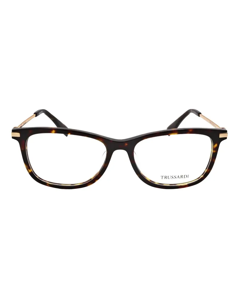 Trussardi tortoiseshell-effect rectangle-frame glasses - Braun Braun