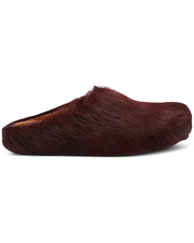 Marni Fussbett Mules mit Kalbshaar - Rot Rot