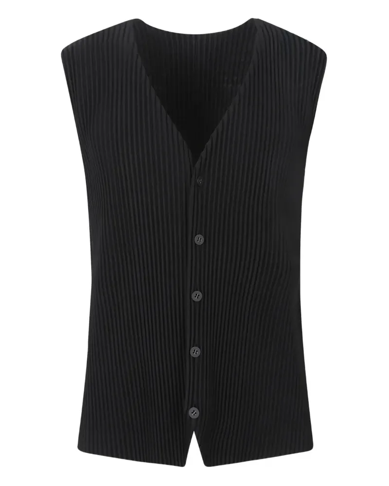 Issey Miyake pleated button gilet - Schwarz Schwarz
