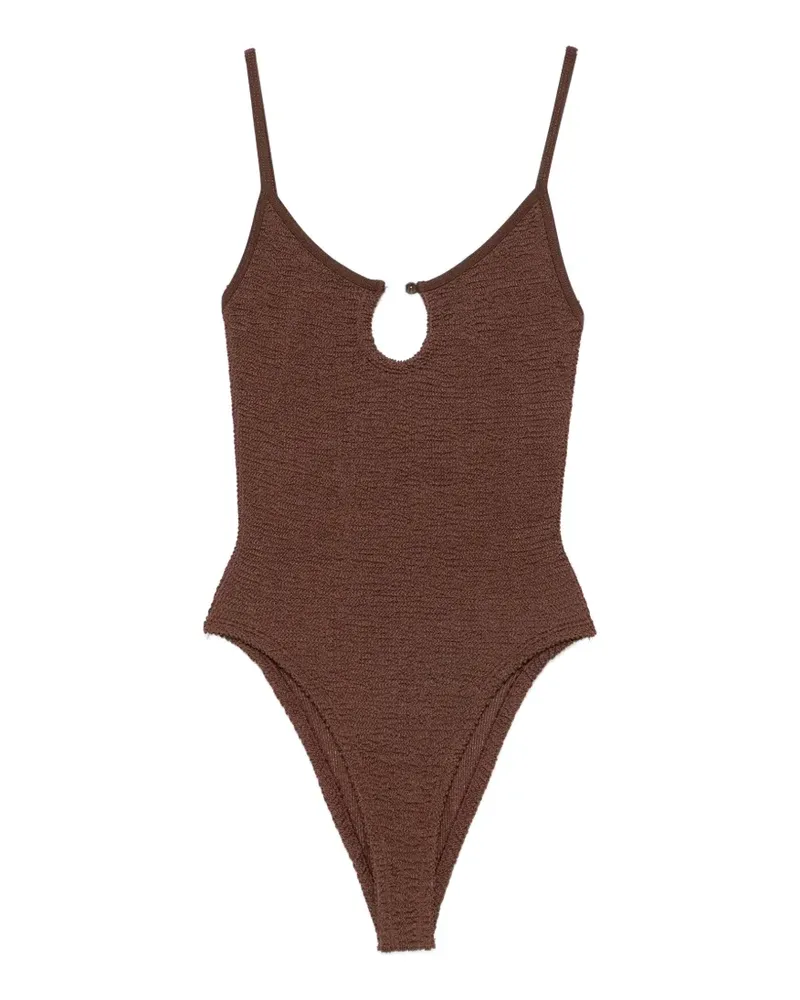 Hunza G bead-embellished cutout swimsuit - Braun Braun