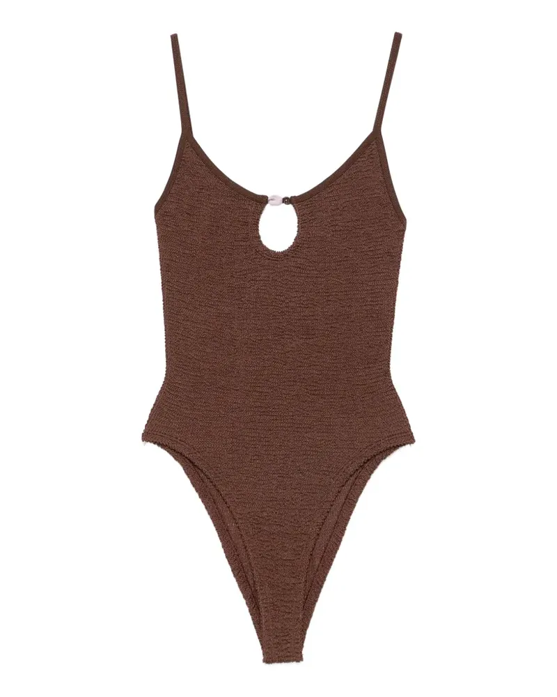 Hunza G bead-embellished cutout swimsuit - Braun Braun