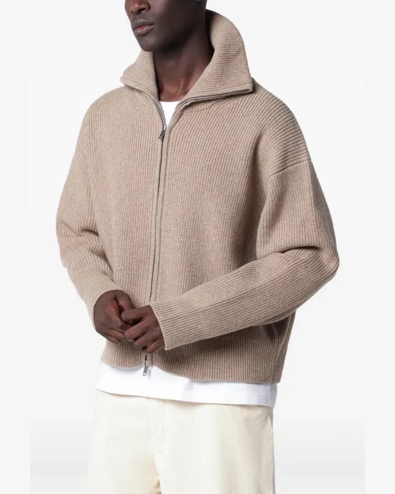 Studio Nicholson Gerippter Sandos Cardigan - Nude Nude