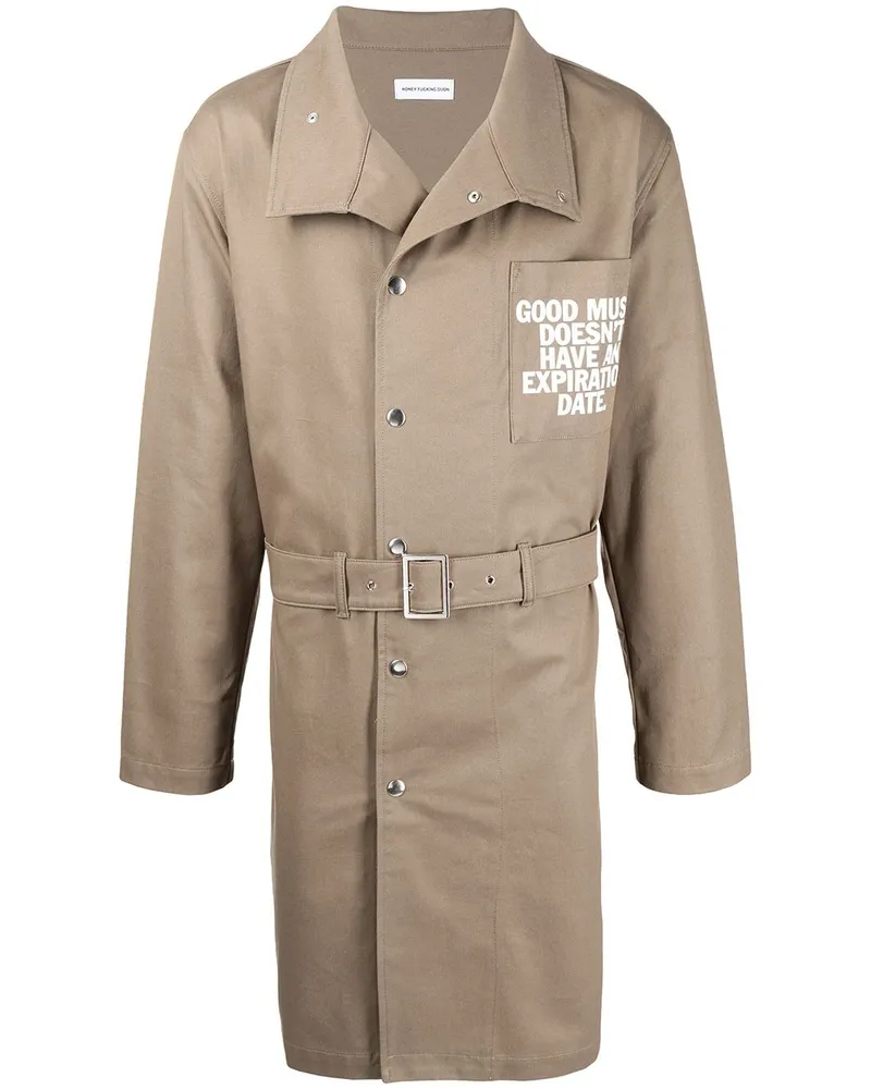 HONEY FUCKING DIJON Trenchcoat mit Slogan-Print Grün