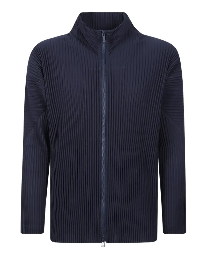 Issey Miyake pleated zip-up cardigan - Blau Blau