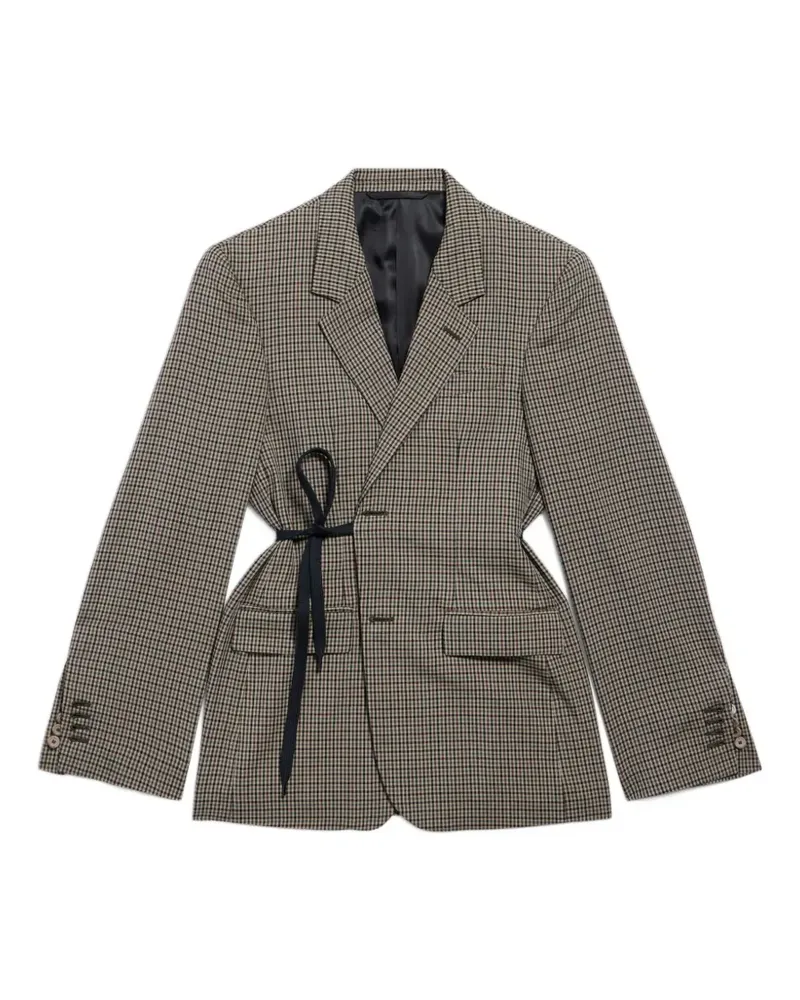 Balenciaga checked tie blazer - Nude Nude