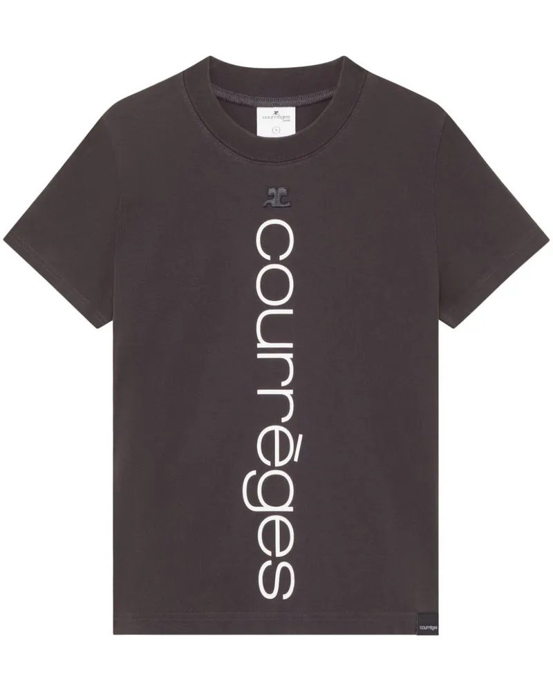 Courrèges T-Shirt aus Bio-Baumwolle mit Logo-Print Grau